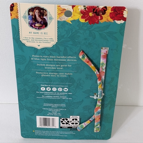 The Pioneer Woman Breezy Blossom Blue Light Screen Protection Glasses With Case - Picture 2 of 2